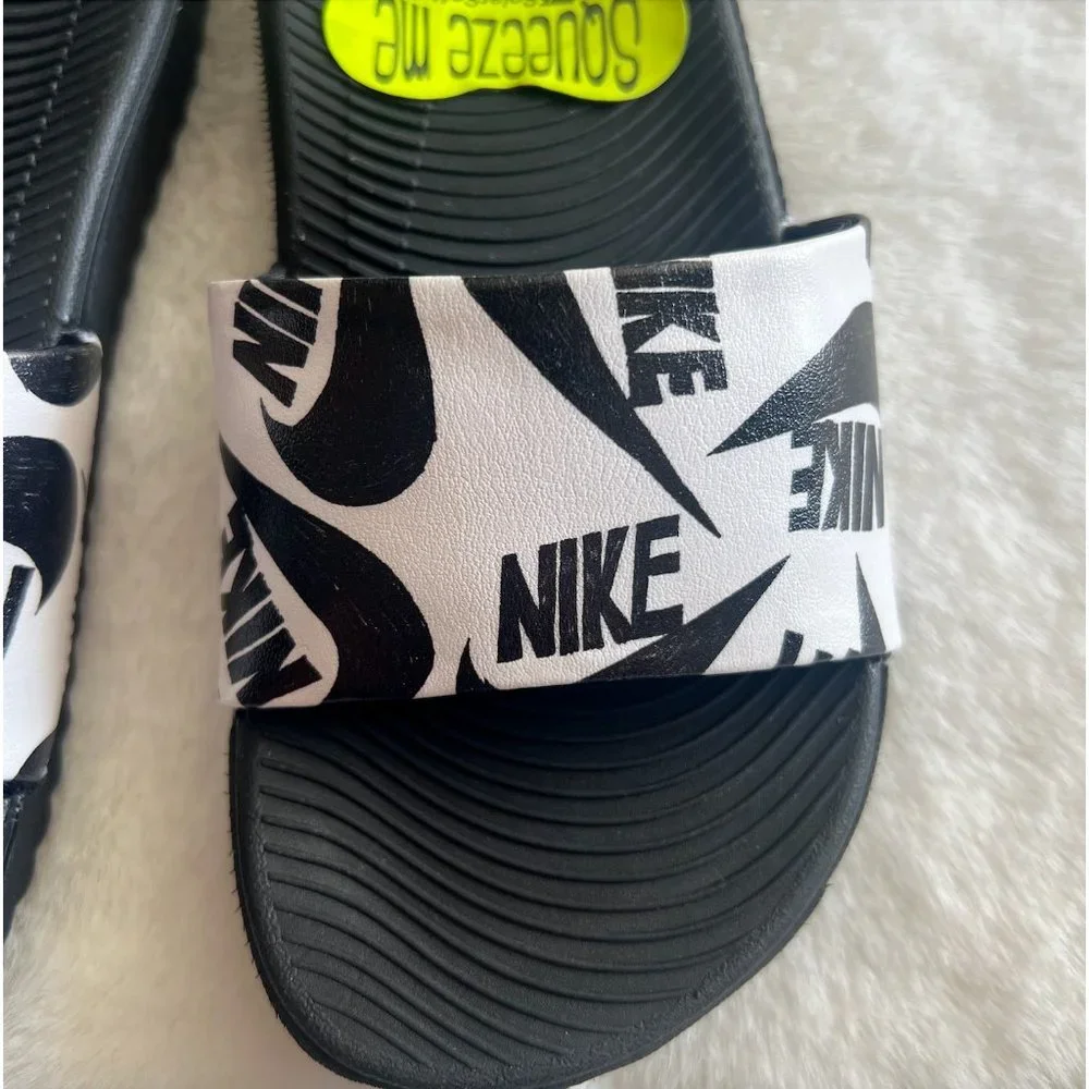 Nike Kids Kawa Slide SE JDI GS/PS Black White Kid Slip On Sandal